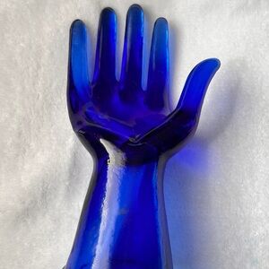Elegant Blue Glass Hand Sculpture